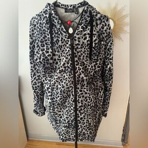 Susan Graver Black and White Leopard Teddy Jacket